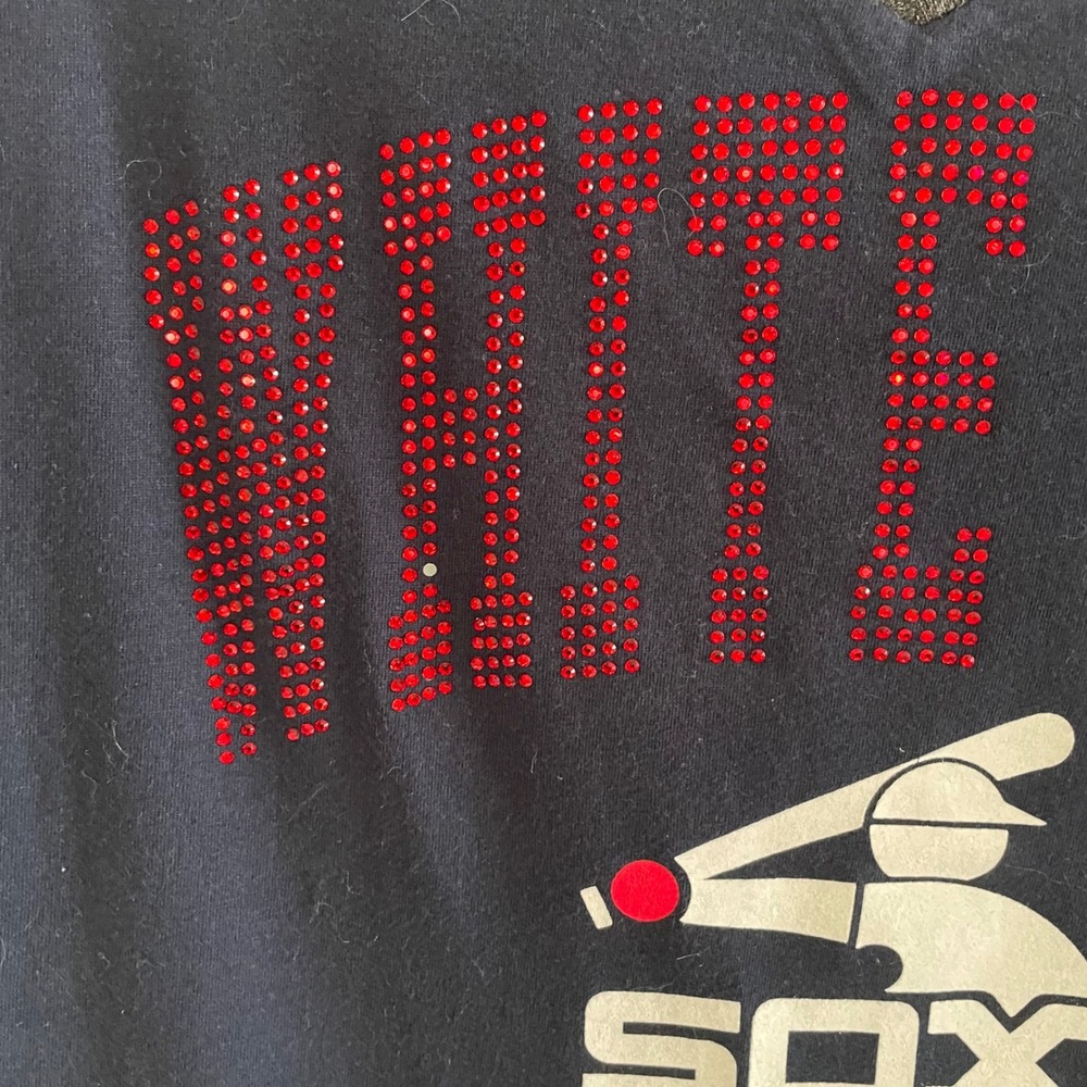 5th & Ocean Chicago White Sox Raglan Shirt Womens Small Navy Grey Rhinestone MLB - Picture 12 of 15